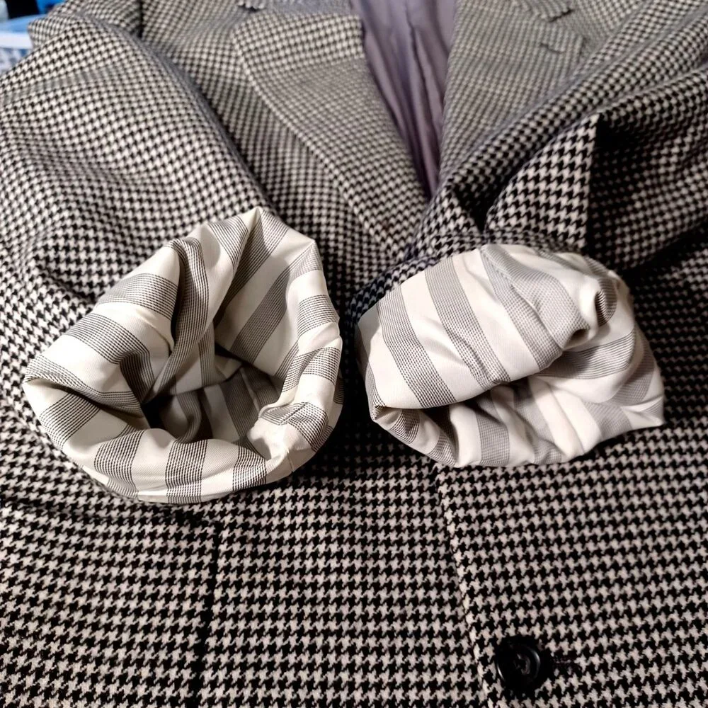 VTG Linett LMT Wool Blazer Dark Academia Poetcore Houndstooth Jacket Mens SZ 44
